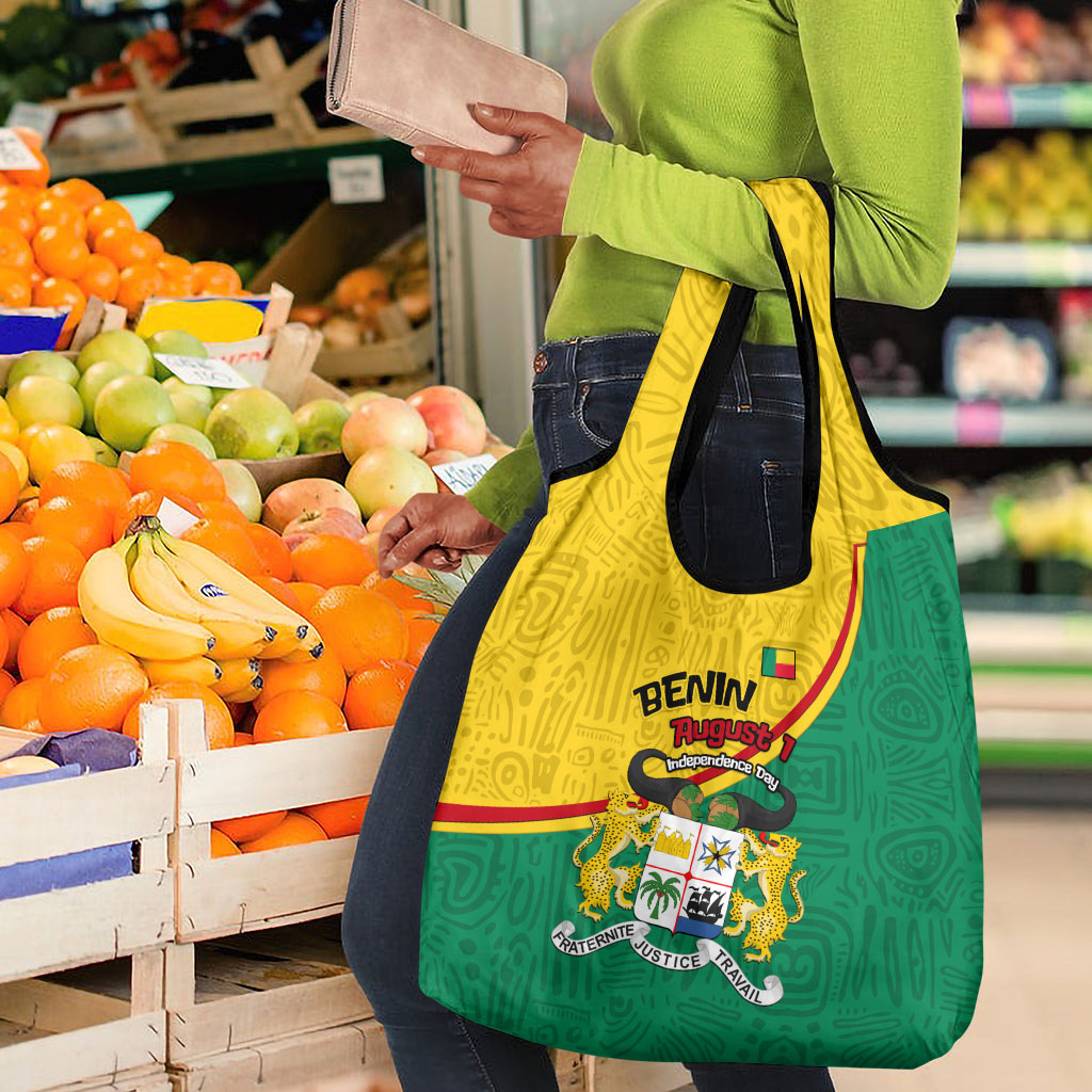 Benin Independence Day August 1 Grocery Bag Coat Of Arms Heritage Raised Fist Flag