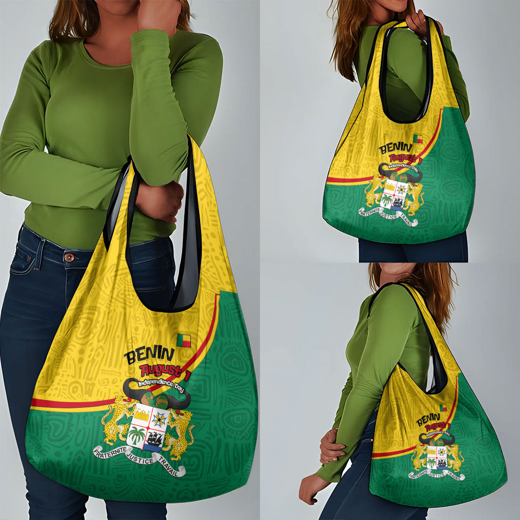 Benin Independence Day August 1 Grocery Bag Coat Of Arms Heritage Raised Fist Flag