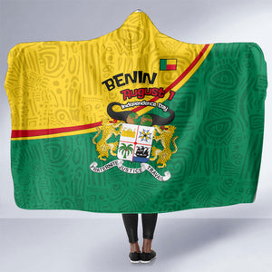 Benin Independence Day August 1 Hooded Blanket Coat Of Arms Heritage Raised Fist Flag