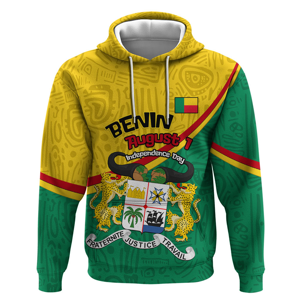 Benin Independence Day August 1 Hoodie Coat Of Arms Heritage Raised Fist Flag