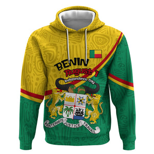 Benin Independence Day August 1 Hoodie Coat Of Arms Heritage Raised Fist Flag