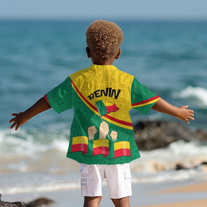 Benin Independence Day August 1 Kid Hawaiian Shirt Coat Of Arms Heritage Raised Fist Flag