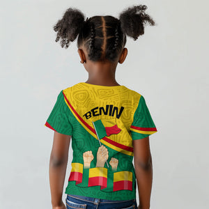 Benin Independence Day August 1 Kid T shirt Coat Of Arms Heritage Raised Fist Flag