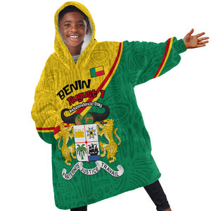 Benin Independence Day August 1 Kid Wearable Blanket Hoodie Coat Of Arms Heritage Raised Fist Flag