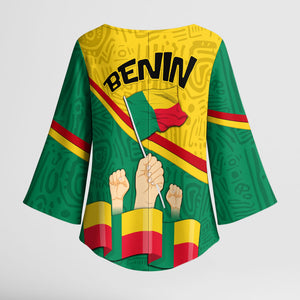 Benin Independence Day August 1 Kimono Sleeve Blouse Coat Of Arms Heritage Raised Fist Flag