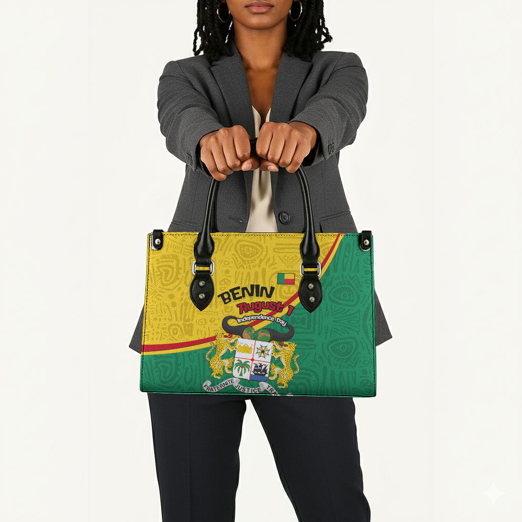 Benin Independence Day August 1 Leather Bag Coat Of Arms Heritage Raised Fist Flag