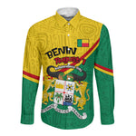 Benin Independence Day August 1 Long Sleeve Button Shirt Coat Of Arms Heritage Raised Fist Flag