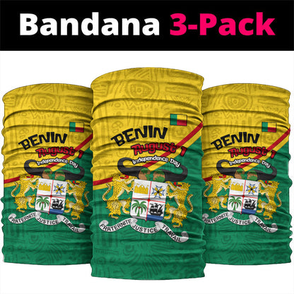 Benin Independence Day August 1 Neck Gaiter Coat Of Arms Heritage Raised Fist Flag
