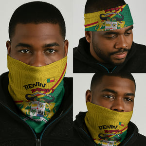 Benin Independence Day August 1 Neck Gaiter Coat Of Arms Heritage Raised Fist Flag