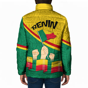 Benin Independence Day August 1 Padded Jacket Coat Of Arms Heritage Raised Fist Flag