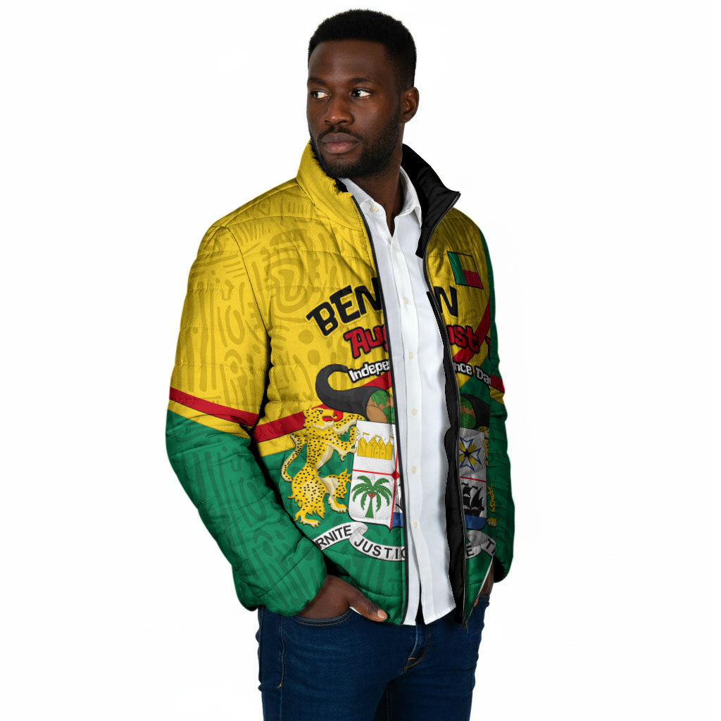 Benin Independence Day August 1 Padded Jacket Coat Of Arms Heritage Raised Fist Flag