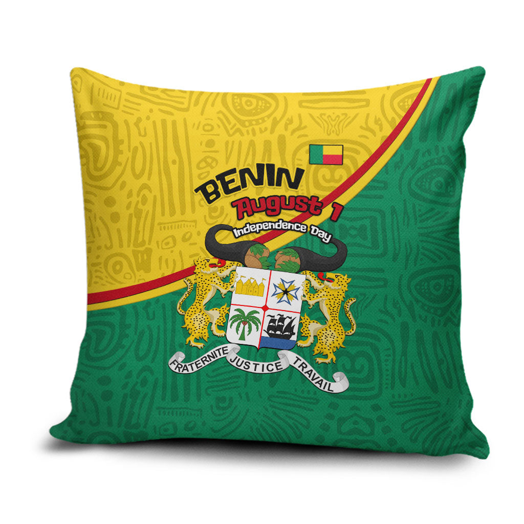 Benin Independence Day August 1 Pillow Cover Coat Of Arms Heritage Raised Fist Flag