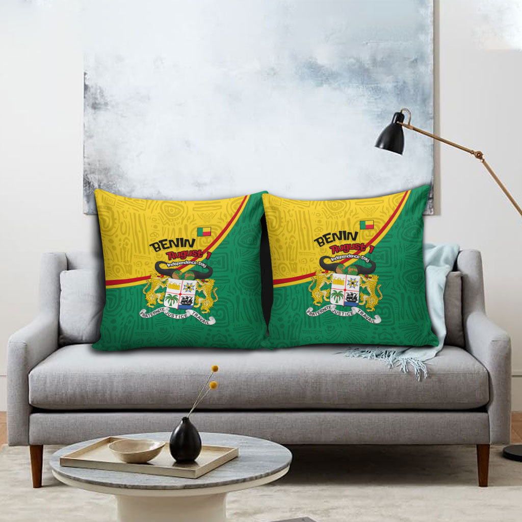 Benin Independence Day August 1 Pillow Cover Coat Of Arms Heritage Raised Fist Flag