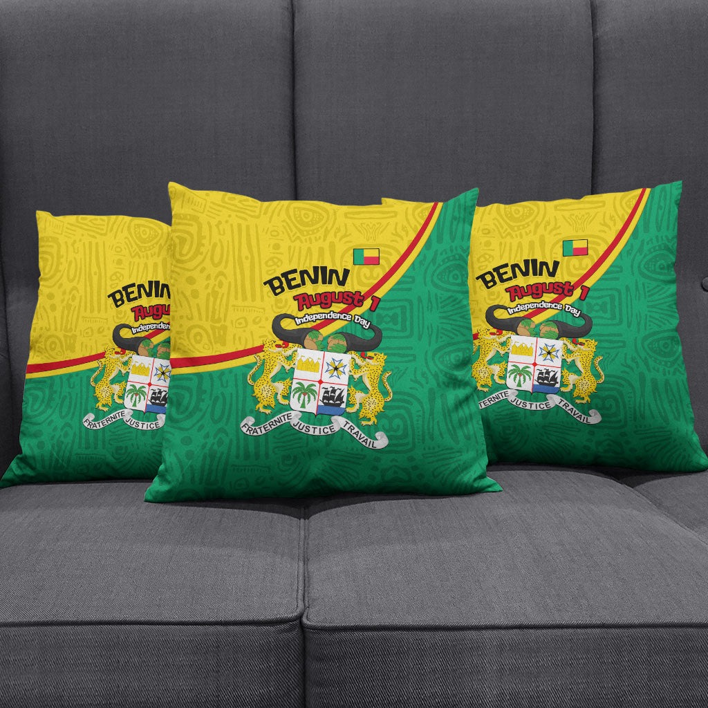 Benin Independence Day August 1 Pillow Cover Coat Of Arms Heritage Raised Fist Flag