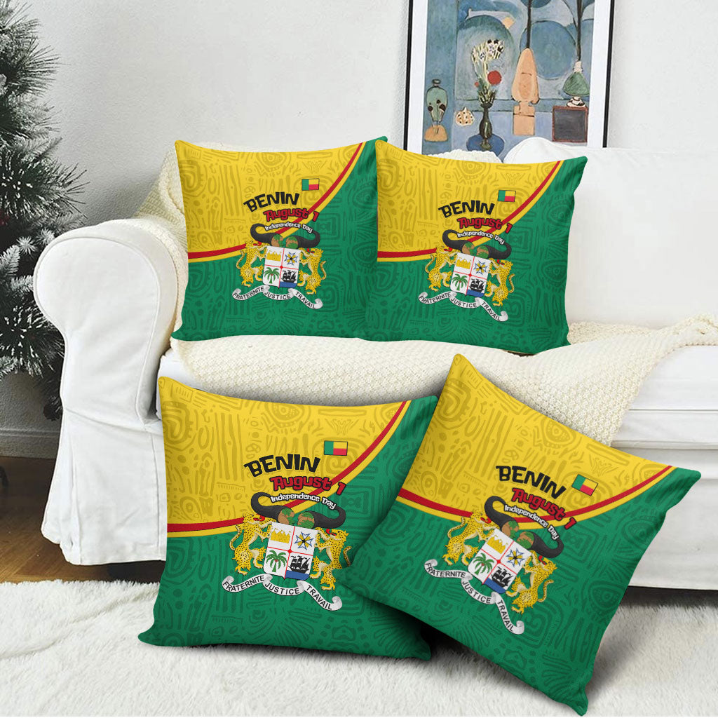 Benin Independence Day August 1 Pillow Cover Coat Of Arms Heritage Raised Fist Flag