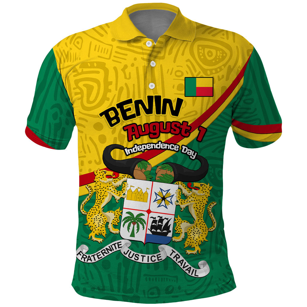 Benin Independence Day August 1 Polo Shirt Coat Of Arms Heritage Raised Fist Flag