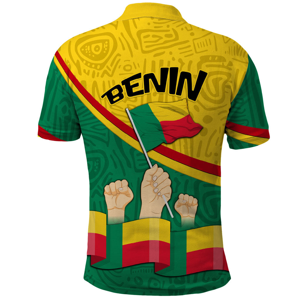 Benin Independence Day August 1 Polo Shirt Coat Of Arms Heritage Raised Fist Flag