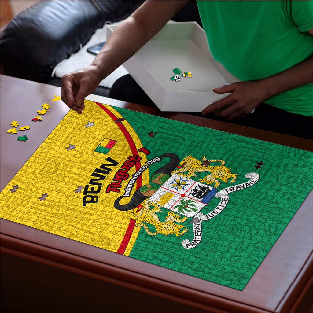 Benin Independence Day August 1 Puzzle Coat Of Arms Heritage Raised Fist Flag