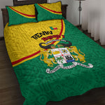 Benin Independence Day August 1 Quilt Bed Set Coat Of Arms Heritage Raised Fist Flag