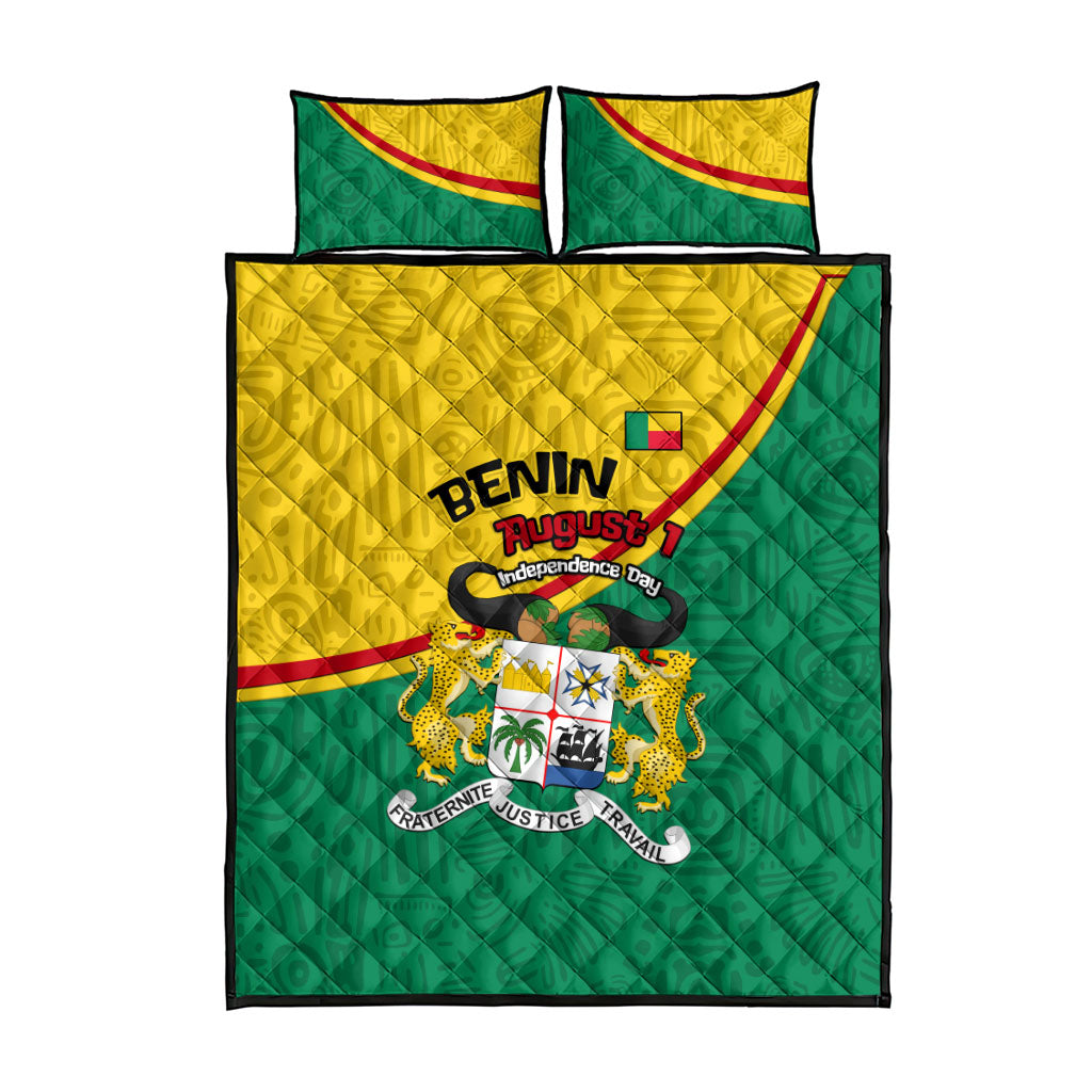 Benin Independence Day August 1 Quilt Bed Set Coat Of Arms Heritage Raised Fist Flag