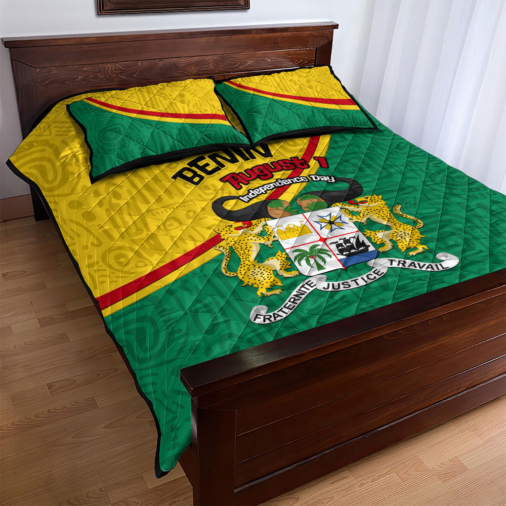 Benin Independence Day August 1 Quilt Bed Set Coat Of Arms Heritage Raised Fist Flag