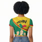 Benin Independence Day August 1 Raglan Cropped T shirt Coat Of Arms Heritage Raised Fist Flag