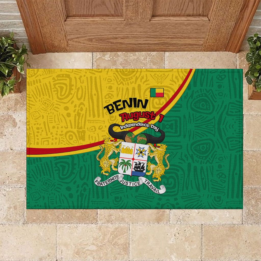 Benin Independence Day August 1 Rubber Doormat Coat Of Arms Heritage Raised Fist Flag