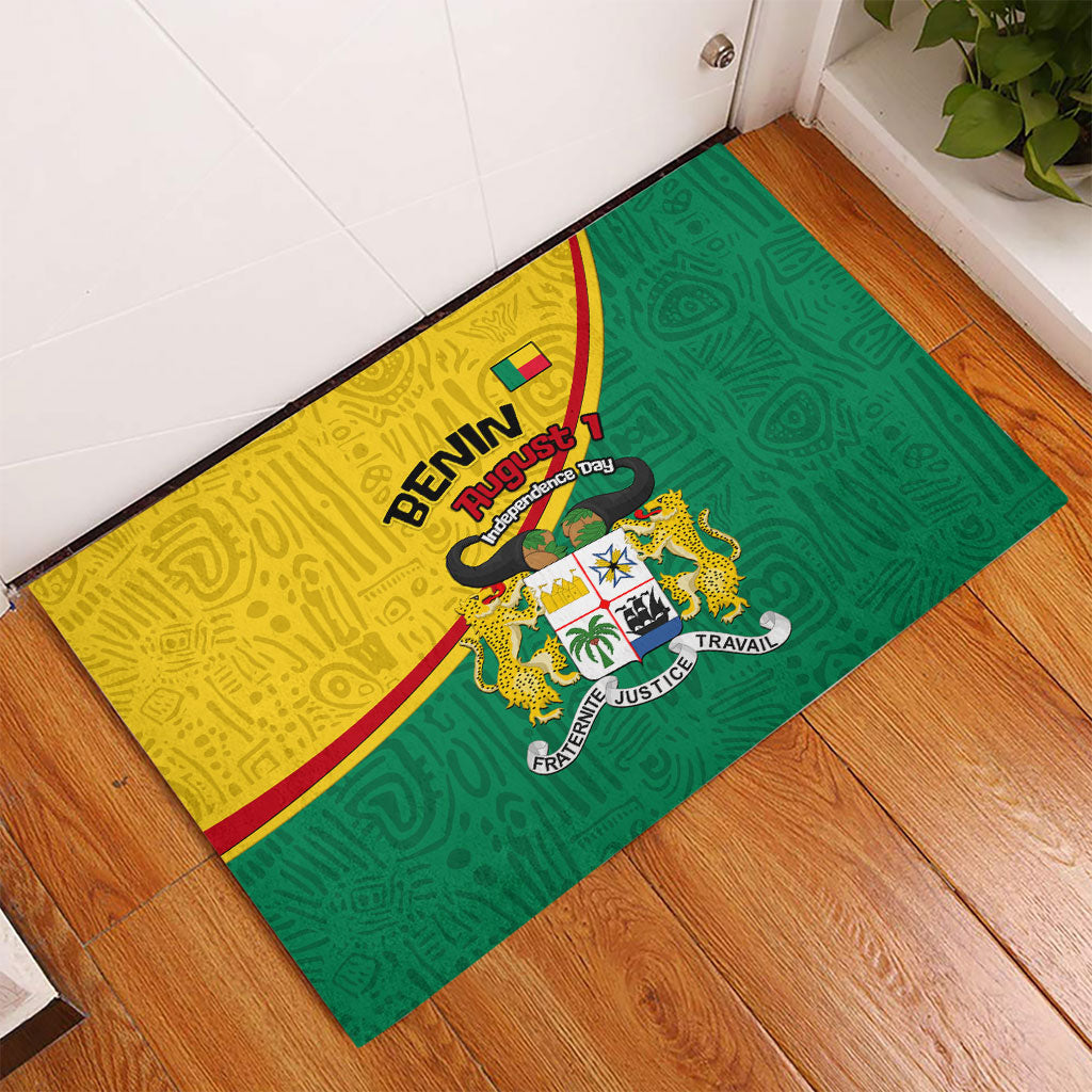 Benin Independence Day August 1 Rubber Doormat Coat Of Arms Heritage Raised Fist Flag