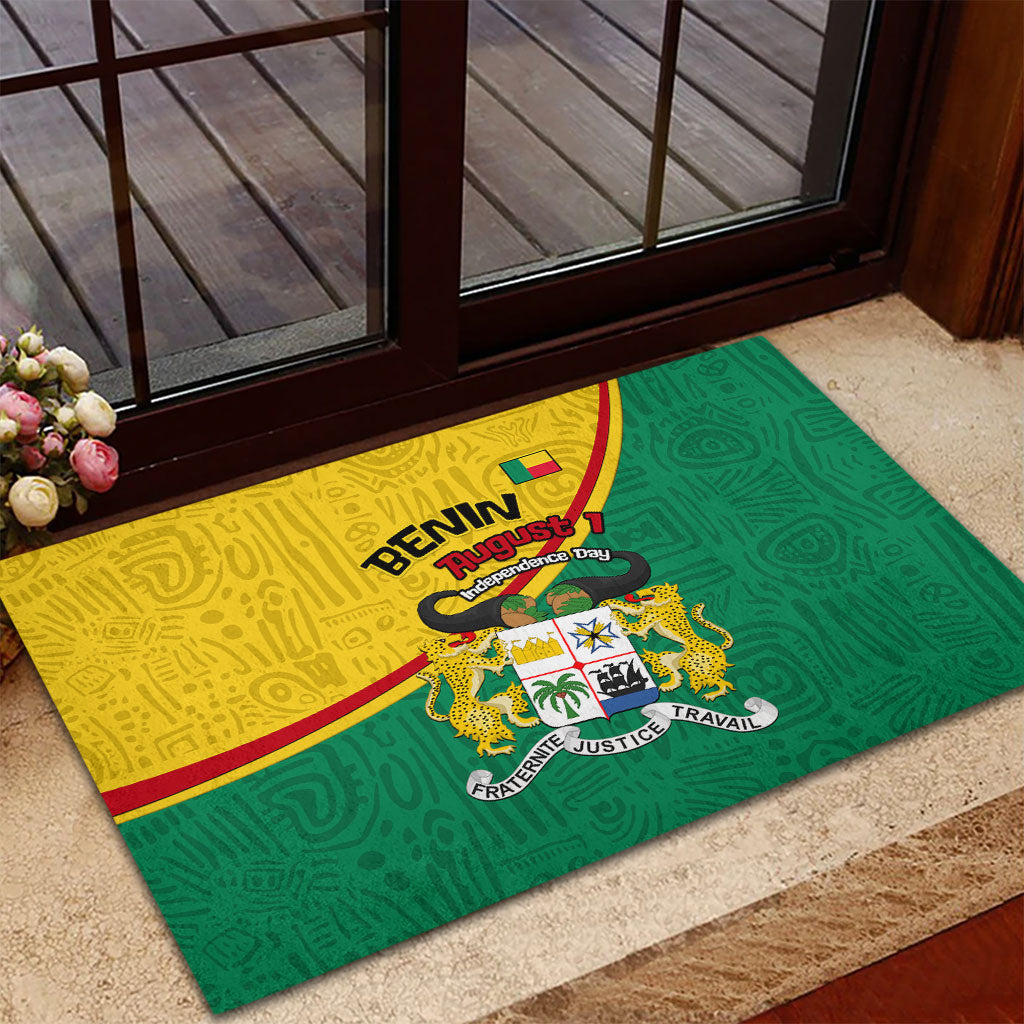 Benin Independence Day August 1 Rubber Doormat Coat Of Arms Heritage Raised Fist Flag