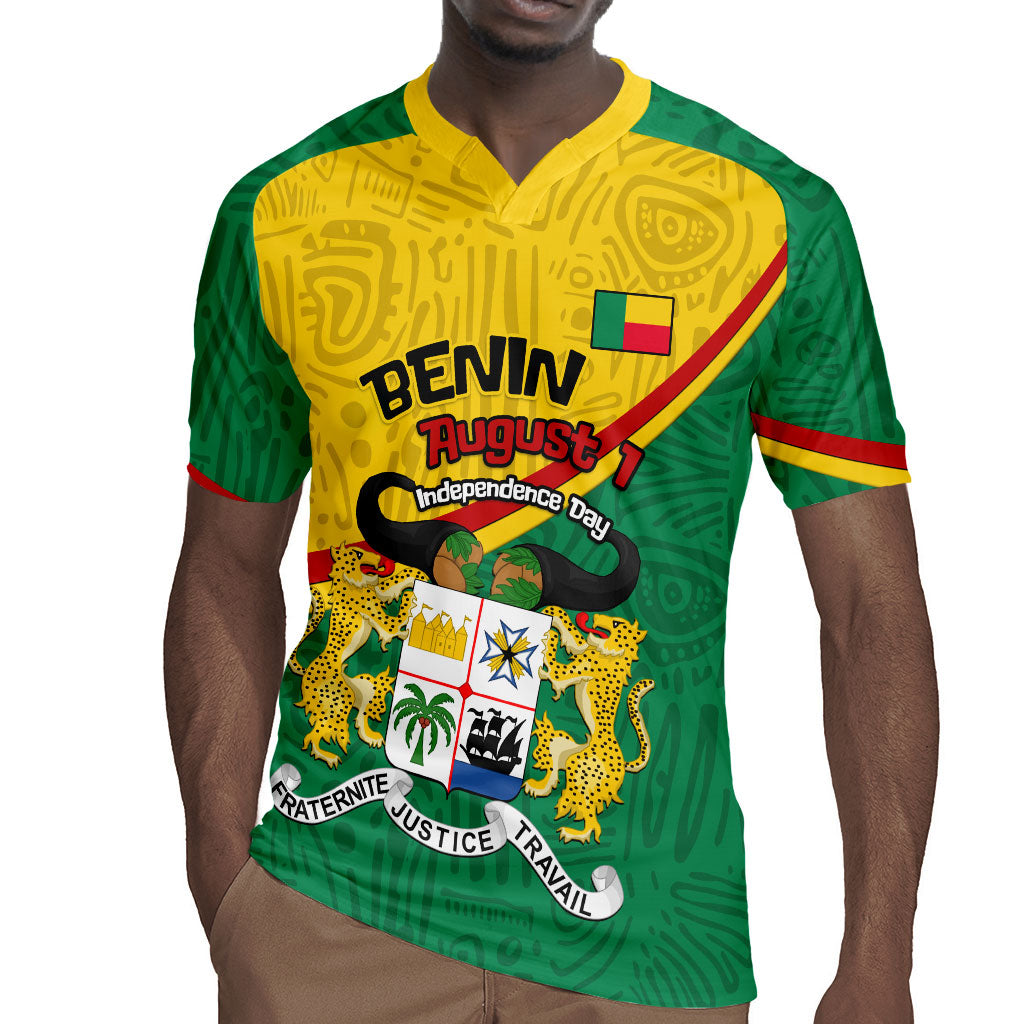 Benin Independence Day August 1 Rugby Jersey Coat Of Arms Heritage Raised Fist Flag