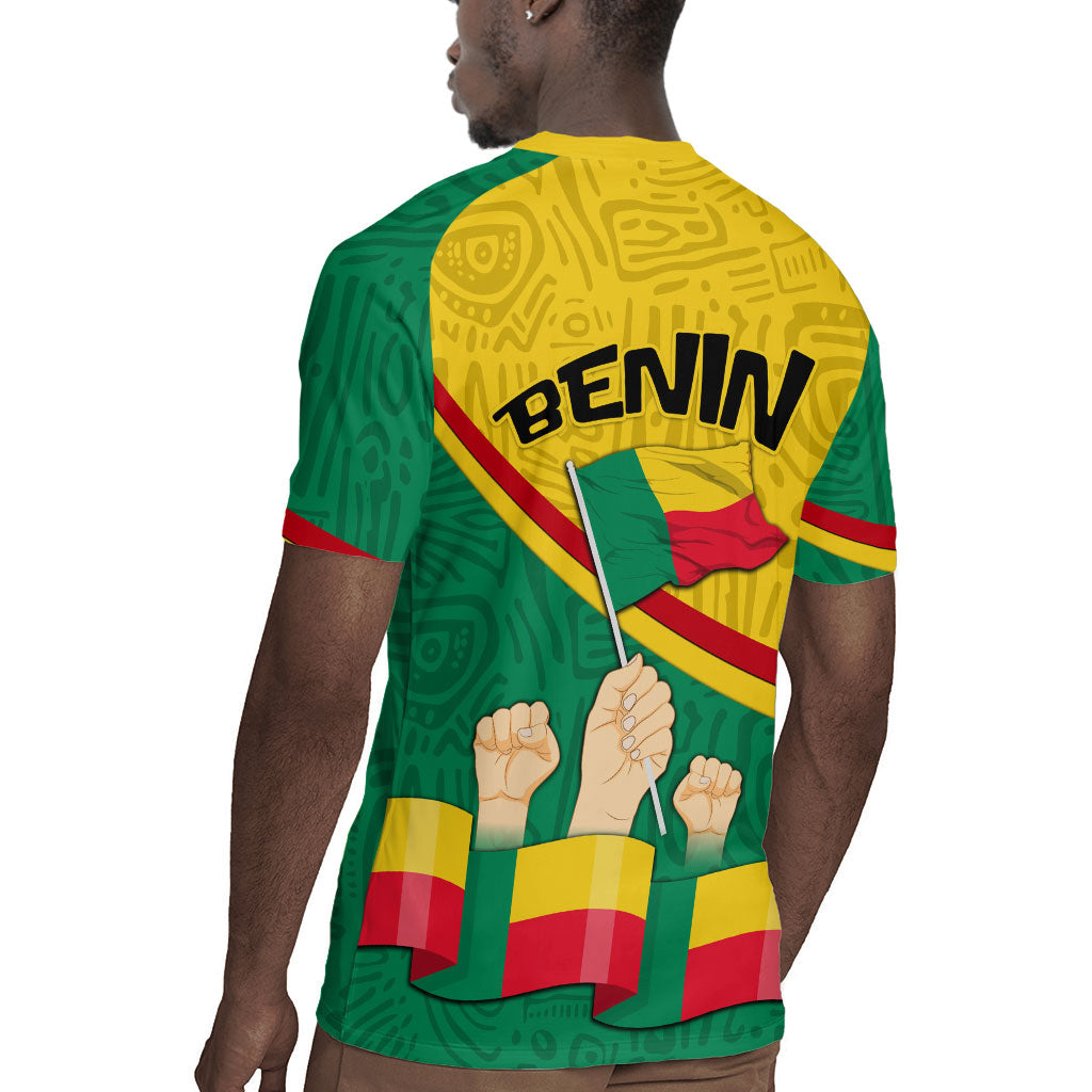 Benin Independence Day August 1 Rugby Jersey Coat Of Arms Heritage Raised Fist Flag