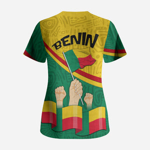Benin Independence Day August 1 Scrub Top Coat Of Arms Heritage Raised Fist Flag