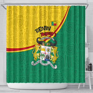 Benin Independence Day August 1 Shower Curtain Coat Of Arms Heritage Raised Fist Flag