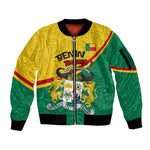 Benin Independence Day August 1 Sleeve Zip Bomber Jacket Coat Of Arms Heritage Raised Fist Flag