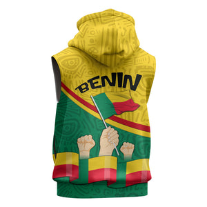 Benin Independence Day August 1 Sleeveless Hoodie Coat Of Arms Heritage Raised Fist Flag