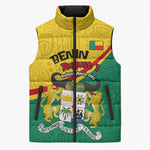 Benin Independence Day August 1 Sleeveless Puffer Jacket Coat Of Arms Heritage Raised Fist Flag