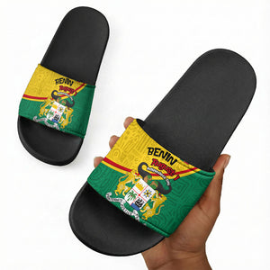 Benin Independence Day August 1 Slide Sandals Coat Of Arms Heritage Raised Fist Flag