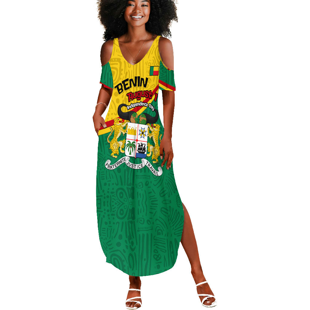 Benin Independence Day August 1 Summer Maxi Dress Coat Of Arms Heritage Raised Fist Flag