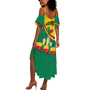 Benin Independence Day August 1 Summer Maxi Dress Coat Of Arms Heritage Raised Fist Flag