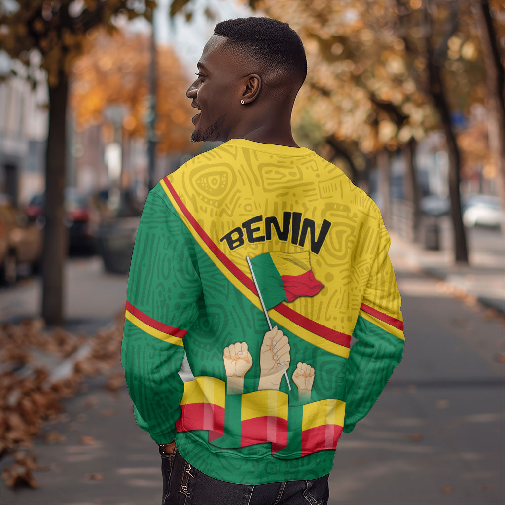 Benin Independence Day August 1 Sweatshirt Coat Of Arms Heritage Raised Fist Flag