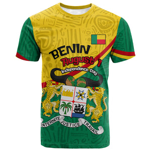 Benin Independence Day August 1 T shirt Coat Of Arms Heritage Raised Fist Flag