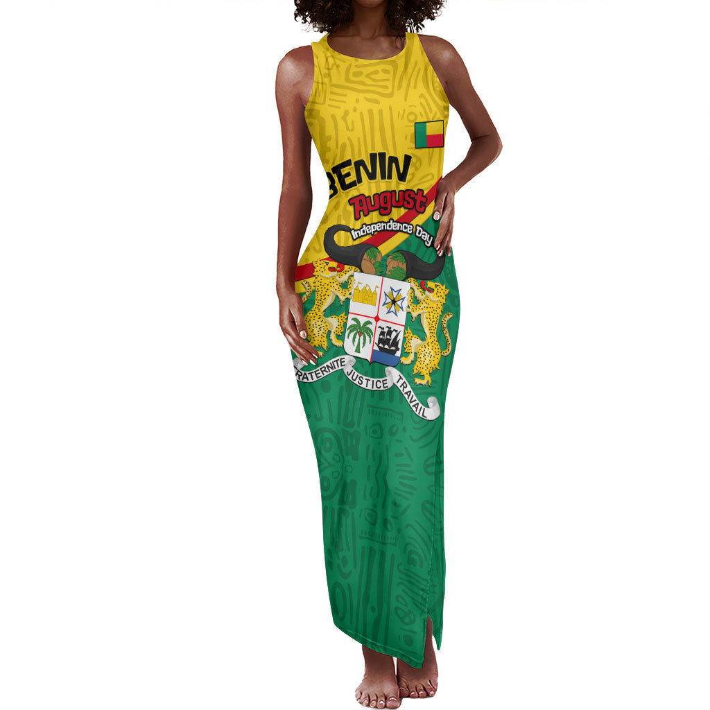 Benin Independence Day August 1 Tank Maxi Dress Coat Of Arms Heritage Raised Fist Flag