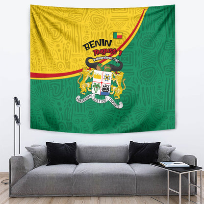 Benin Independence Day August 1 Tapestry Coat Of Arms Heritage Raised Fist Flag
