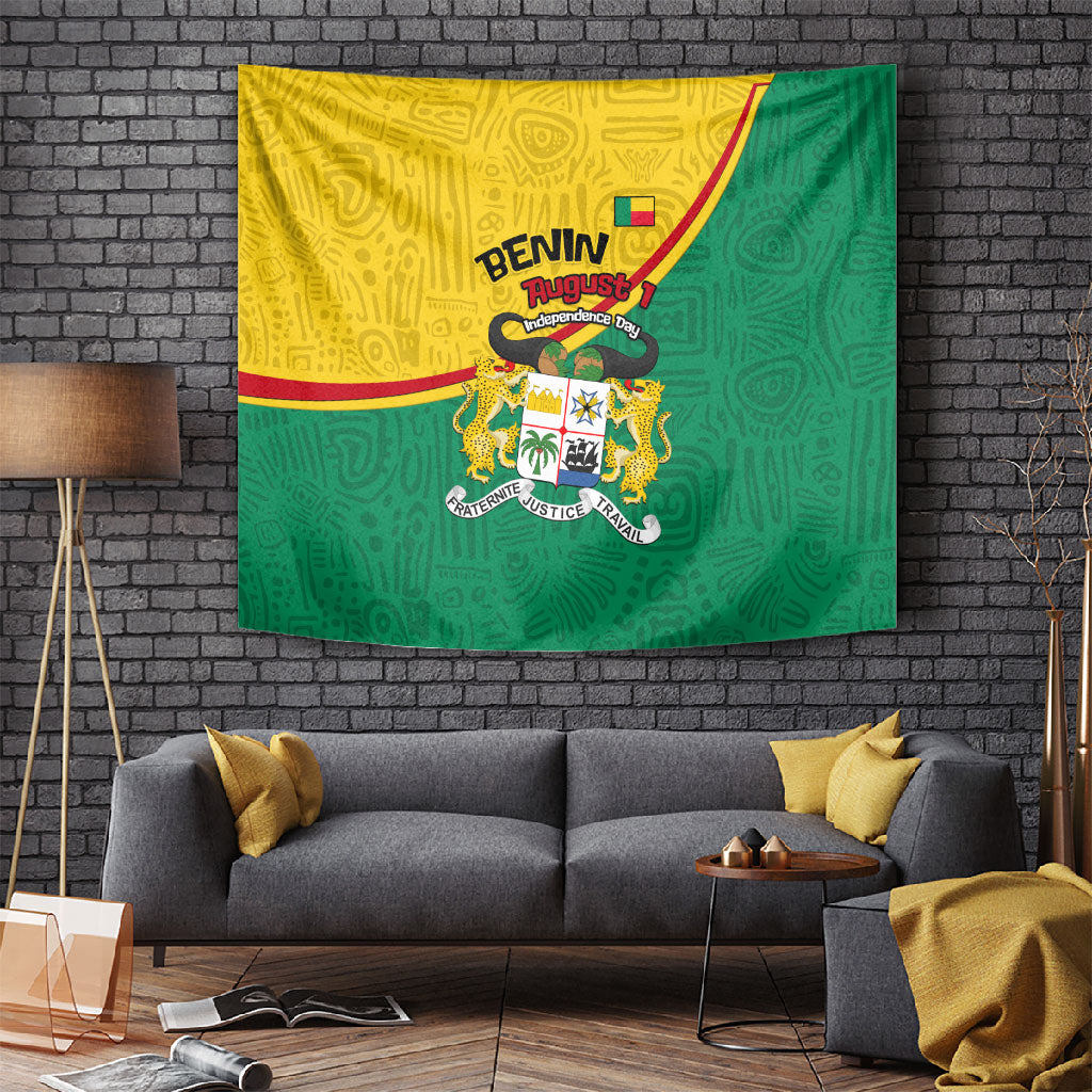 Benin Independence Day August 1 Tapestry Coat Of Arms Heritage Raised Fist Flag