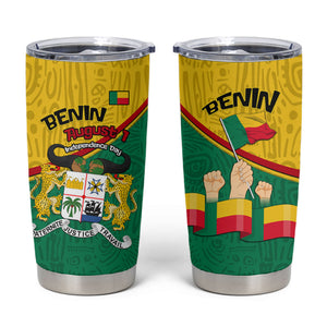 Benin Independence Day August 1 Tumbler Cup Coat Of Arms Heritage Raised Fist Flag