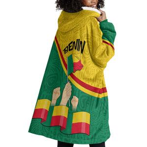 Benin Independence Day August 1 Wearable Blanket Hoodie Coat Of Arms Heritage Raised Fist Flag