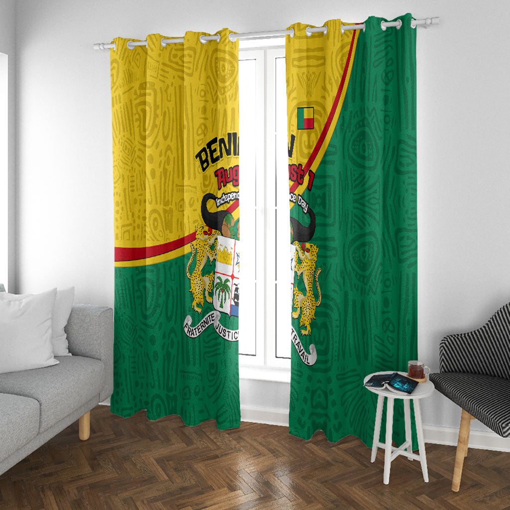 Benin Independence Day August 1 Window Curtain Coat Of Arms Heritage Raised Fist Flag