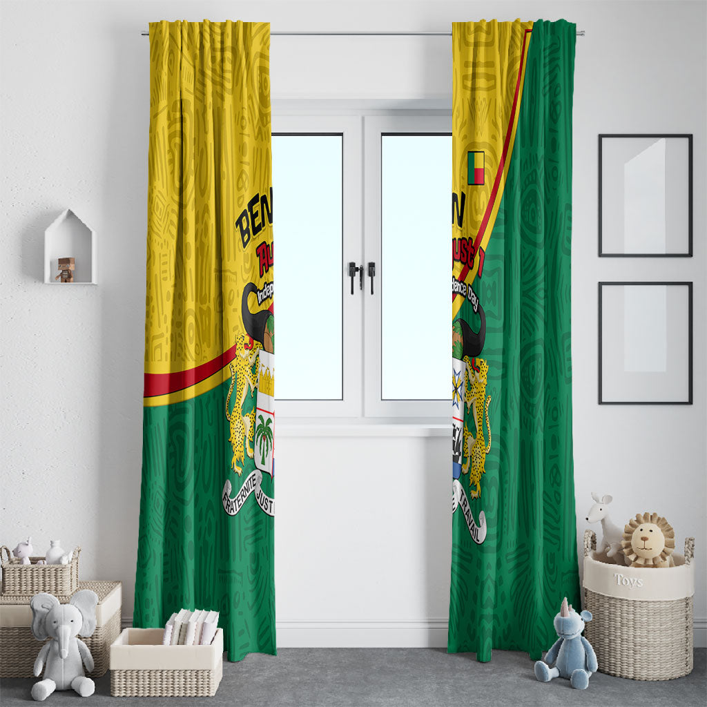 Benin Independence Day August 1 Window Curtain Coat Of Arms Heritage Raised Fist Flag