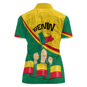Benin Independence Day August 1 Women Polo Shirt Coat Of Arms Heritage Raised Fist Flag