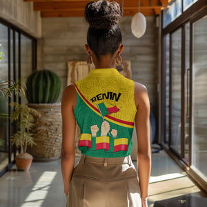 Benin Independence Day August 1 Women Sleeveless Polo Shirt Coat Of Arms Heritage Raised Fist Flag